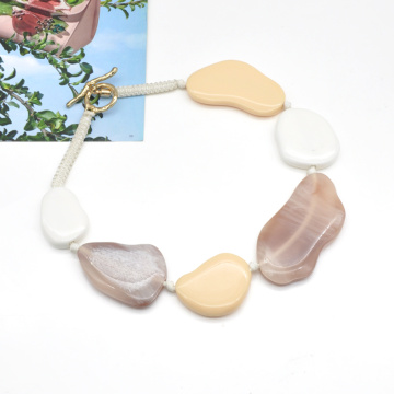 2021 trendy white beige coffee color choker jewelry acrylic irregular stone necklace